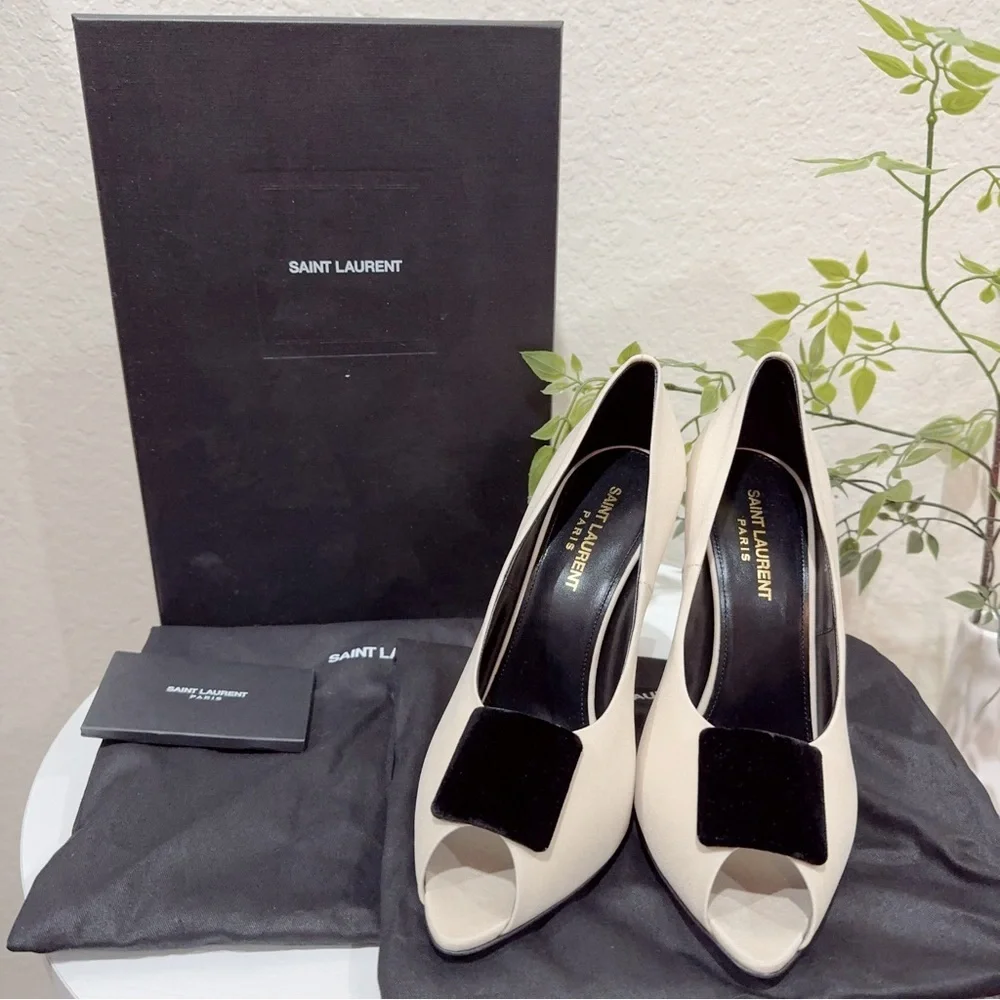 Authentic Saint Laurent Franky 115 Satin Sandals Nero NIB Size 38 - Picture 2 of 11